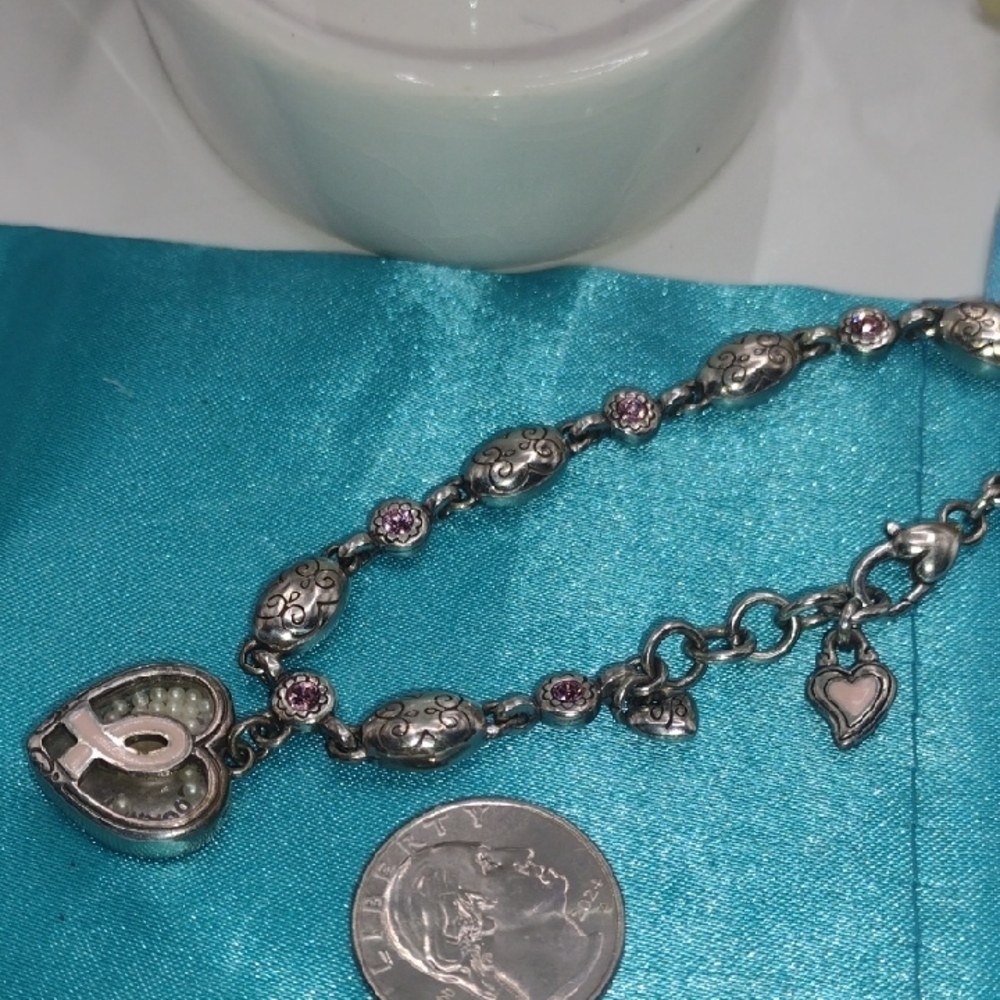 Brighton" Power Of Pink " Heart Charm Bracelet